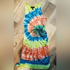 Jessica Simpson Tye Dye tank dress with drawstring sides size small